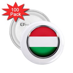 Hungary Flag Country Countries 2 25  Buttons (100 Pack)  by Nexatart