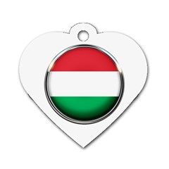 Hungary Flag Country Countries Dog Tag Heart (one Side) by Nexatart