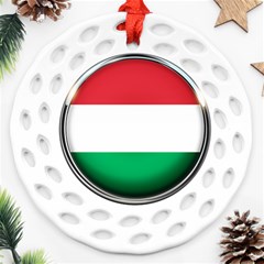 Hungary Flag Country Countries Round Filigree Ornament (two Sides) by Nexatart