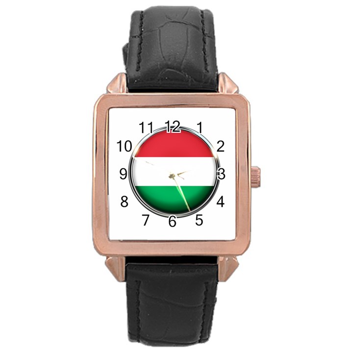 Hungary Flag Country Countries Rose Gold Leather Watch 