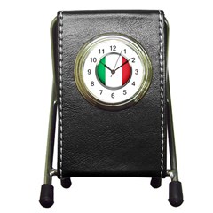 Italy Country Nation Flag Pen Holder Desk Clocks by Nexatart