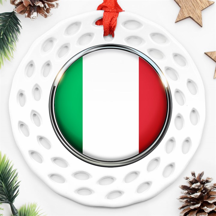 Italy Country Nation Flag Ornament (Round Filigree)