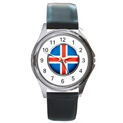 Iceland Flag Europe National Round Metal Watch by Nexatart