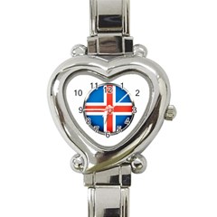 Iceland Flag Europe National Heart Italian Charm Watch by Nexatart