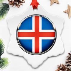 Iceland Flag Europe National Snowflake Ornament (two Sides) by Nexatart