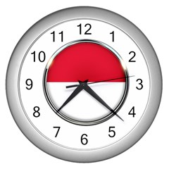 Monaco Or Indonesia Country Nation Nationality Wall Clocks (silver)  by Nexatart