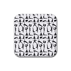 Yoga Pattern Rubber Coaster (square)  by Valentinaart