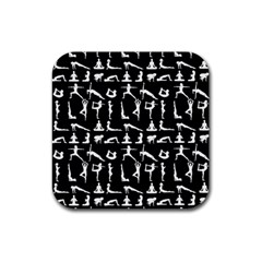 Yoga Pattern Rubber Coaster (square)  by Valentinaart