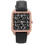 Yoga pattern Rose Gold Leather Watch  Front