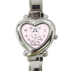 Cute Mouse - Valentines Day Heart Italian Charm Watch by Valentinaart