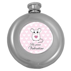 Cute Mouse - Valentines Day Round Hip Flask (5 Oz) by Valentinaart