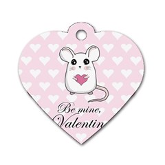 Cute Mouse - Valentines Day Dog Tag Heart (one Side) by Valentinaart