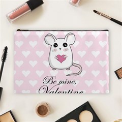 Cute Mouse - Valentines Day Cosmetic Bag (large)  by Valentinaart