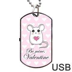 Cute Mouse - Valentines Day Dog Tag Usb Flash (two Sides) by Valentinaart