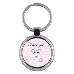 Cute Mouse - Valentines Day Key Chains (round)  by Valentinaart