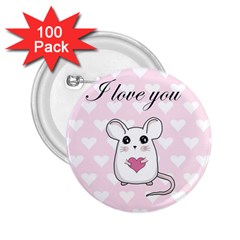 Cute Mouse - Valentines Day 2 25  Buttons (100 Pack)  by Valentinaart