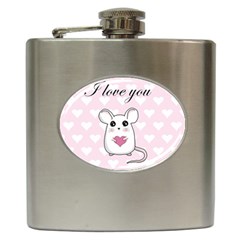 Cute Mouse - Valentines Day Hip Flask (6 Oz) by Valentinaart