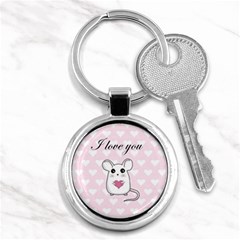 Cute Mouse - Valentines Day Key Chains (round)  by Valentinaart