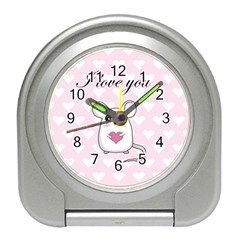 Cute Mouse - Valentines Day Travel Alarm Clocks by Valentinaart