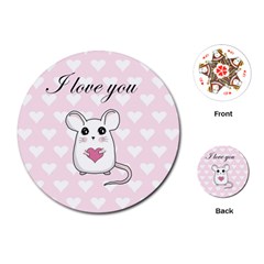 Cute Mouse - Valentines Day Playing Cards (round)  by Valentinaart