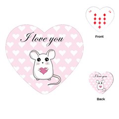 Cute Mouse - Valentines Day Playing Cards (heart)  by Valentinaart