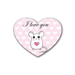 Cute Mouse - Valentines Day Heart Coaster (4 Pack)  by Valentinaart