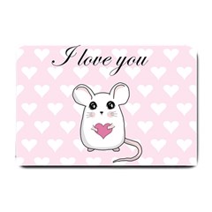 Cute Mouse - Valentines Day Small Doormat  by Valentinaart