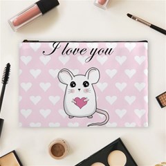 Cute Mouse - Valentines Day Cosmetic Bag (large)  by Valentinaart