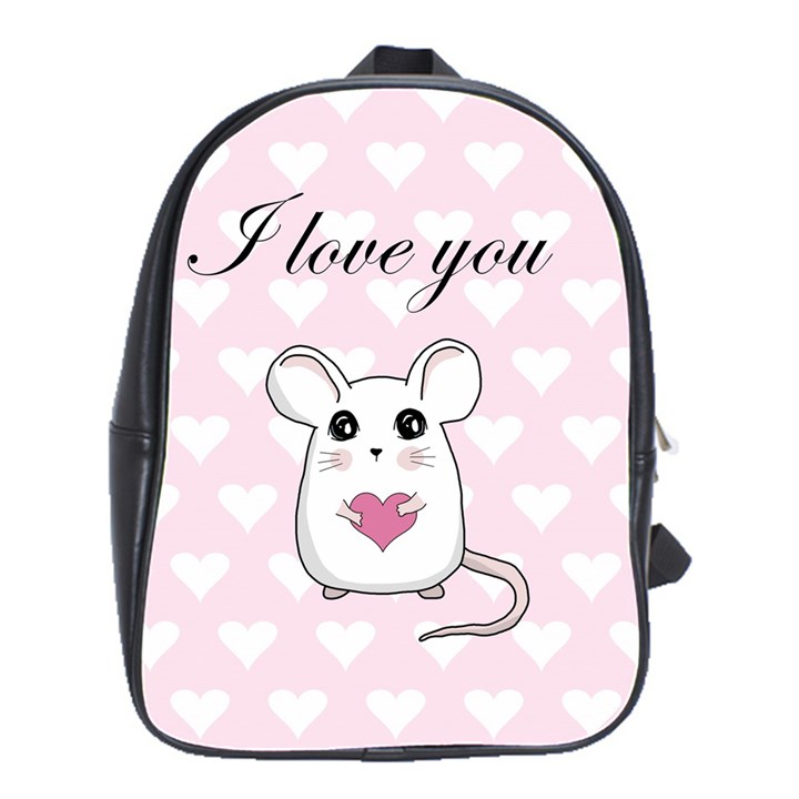 Cute mouse - Valentines day School Bag (Large)