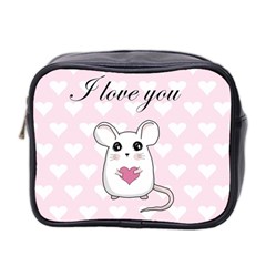 Cute Mouse - Valentines Day Mini Toiletries Bag 2-side by Valentinaart