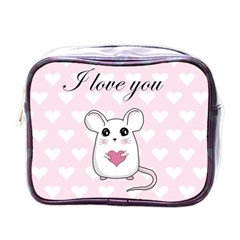 Cute Mouse - Valentines Day Mini Toiletries Bags by Valentinaart