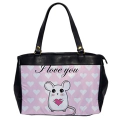 Cute Mouse - Valentines Day Office Handbags by Valentinaart