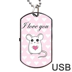 Cute Mouse - Valentines Day Dog Tag Usb Flash (one Side) by Valentinaart