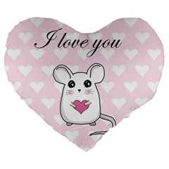 Cute Mouse - Valentines Day Large 19  Premium Heart Shape Cushions by Valentinaart