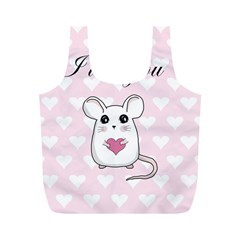 Cute Mouse - Valentines Day Full Print Recycle Bags (m)  by Valentinaart