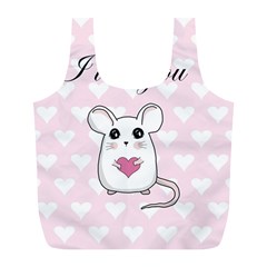 Cute Mouse - Valentines Day Full Print Recycle Bags (l)  by Valentinaart