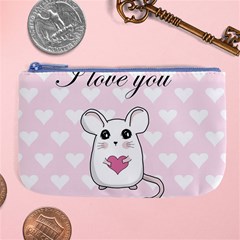 Cute Mouse - Valentines Day Large Coin Purse by Valentinaart