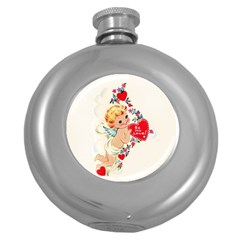 Cupid - Vintage Round Hip Flask (5 Oz) by Valentinaart