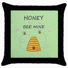 Bee Mine Valentines Day Throw Pillow Case (black) by Valentinaart