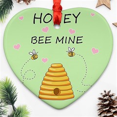 Bee Mine Valentines Day Heart Ornament (two Sides) by Valentinaart