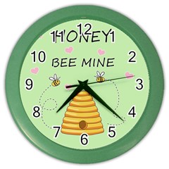 Bee Mine Valentines Day Color Wall Clocks by Valentinaart