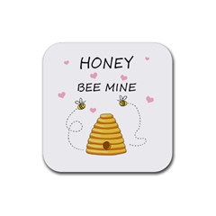 Bee Mine Valentines Day Rubber Coaster (square)  by Valentinaart