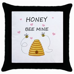 Bee Mine Valentines Day Throw Pillow Case (black) by Valentinaart