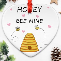 Bee Mine Valentines Day Heart Ornament (two Sides) by Valentinaart