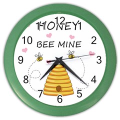 Bee Mine Valentines Day Color Wall Clocks by Valentinaart