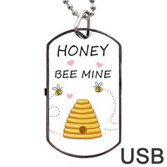 Bee Mine Valentines Day Dog Tag Usb Flash (two Sides) by Valentinaart