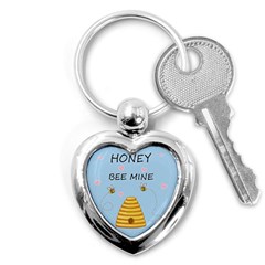 Bee Mine Valentines Day Key Chains (heart)  by Valentinaart