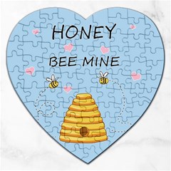 Bee Mine Valentines Day Jigsaw Puzzle (heart) by Valentinaart