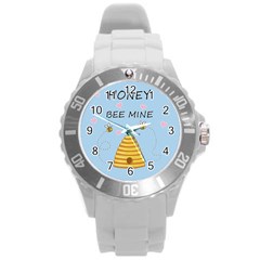 Bee Mine Valentines Day Round Plastic Sport Watch (l) by Valentinaart