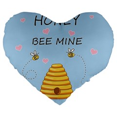 Bee Mine Valentines Day Large 19  Premium Flano Heart Shape Cushions by Valentinaart